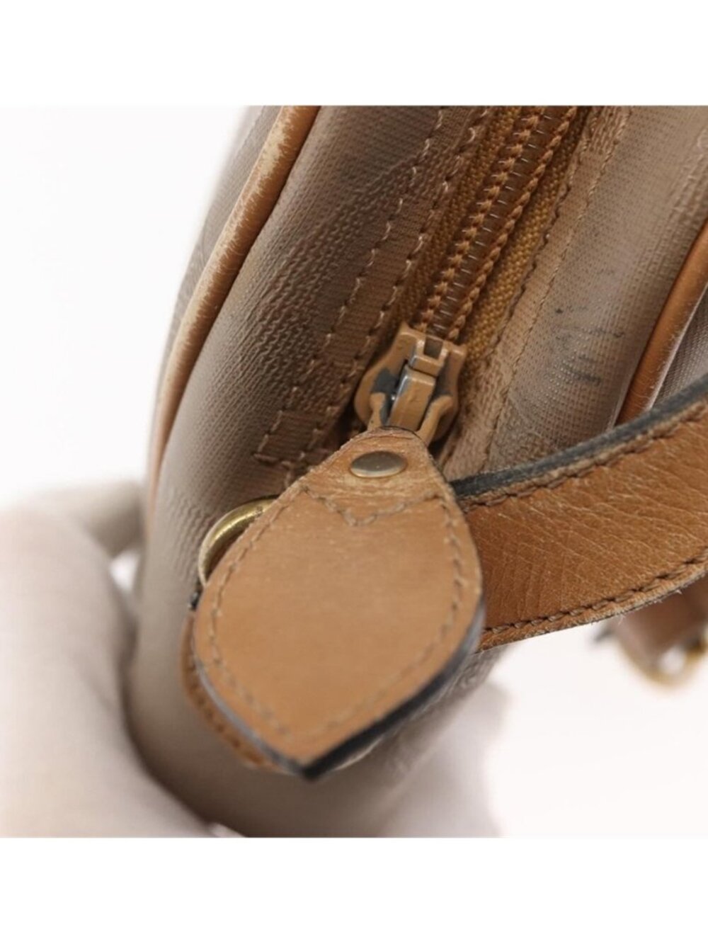 Authentic Christian Dior Trotter Canvas Shoulder Bag Beige Gold - Picture 5 of 16